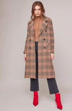 Vernon Plaid Coat -Astr The Label Shop ACT15538 CHESTNUT PLAID 2A
