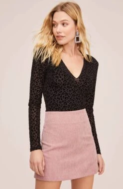 Inca Leopard Print Bodysuit -Astr The Label Shop ACT15571 BLACK LEOPARD BURNOUT 2