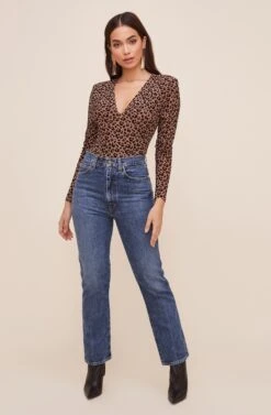 Inca Leopard Print Bodysuit -Astr The Label Shop ACT15571 NUDELEOPARDBURNOUT 1