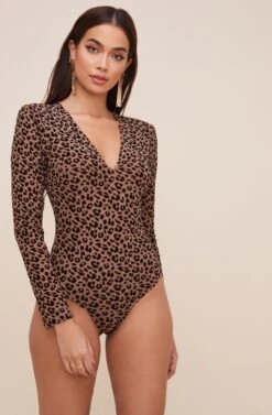 Inca Leopard Print Bodysuit -Astr The Label Shop ACT15571 NUDELEOPARDBURNOUT 5