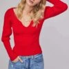 Marina Puff Sleeve Sweater -Astr The Label Shop ACT15585 VIBRANT RED 2A