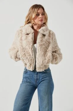 Suzanne Faux Fur Jacket 12 Suzanne Faux Fur Jacket -Astr The Label Shop ACT15588C OATMEAL 2