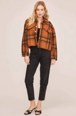 Dakota Plaid Jacket -Astr The Label Shop ACT15589 RUST BLACK PLAID 1
