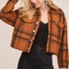 Dakota Plaid Jacket -Astr The Label Shop ACT15589 RUST BLACK PLAID 3