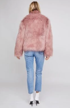 Adair Faux Fur Jacket -Astr The Label Shop ACT15612 DUSTY PINK 3