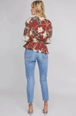 Joni Floral Print Top -Astr The Label Shop ACT15625 WINE CHAIN FLORAL 4A