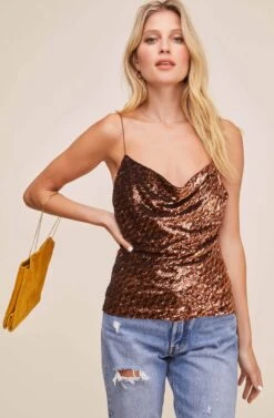 Mai Sequin Cowl Neck Top