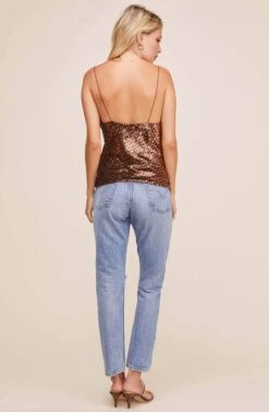 Mai Sequin Cowl Neck Top 9 Mai Sequin Cowl Neck Top -Astr The Label Shop ACT15676 RUST GOLD SEQUINS 3