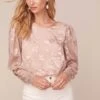 Goldie Floral Jacquard Top -Astr The Label Shop ACT15779 BLUSH FLORAL JACQUARD 2