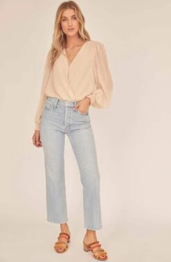 Dixie Wrap Top Bodysuit -Astr The Label Shop ACT15781B BUTTERMILK 1A