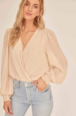 Dixie Wrap Top Bodysuit -Astr The Label Shop ACT15781B BUTTERMILK 2A