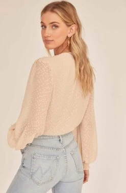 Dixie Wrap Top Bodysuit -Astr The Label Shop ACT15781B BUTTERMILK 4A