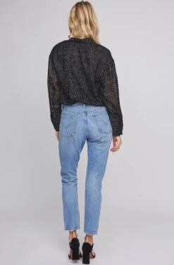 Zena Velvet Bodysuit -Astr The Label Shop ACT15809 BLACK VELVET DOT 3A