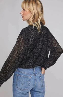 Zena Velvet Bodysuit -Astr The Label Shop ACT15809 BLACK VELVET DOT 4A