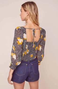 Amaya Floral Top -Astr The Label Shop ACT15837 BLACK MUSTARD FLORAL 4