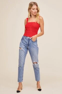 Darci Smocked Top -Astr The Label Shop ACT15849 RED 1