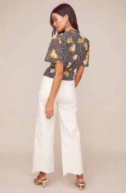Rosie Floral Crop Top -Astr The Label Shop ACT15910 BLACK MUSTARD FLORAL 3