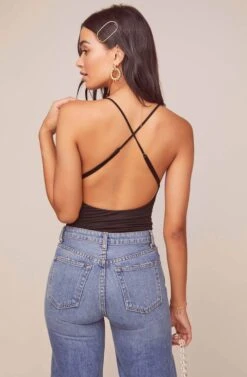 Infinity Cross Back Bodysuit -Astr The Label Shop ACT15925 BLACK 4