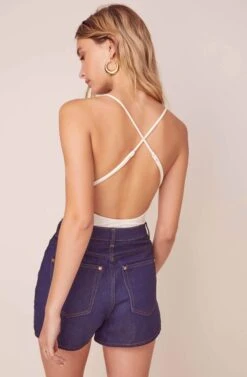 Infinity Cross Back Bodysuit -Astr The Label Shop ACT15925 WHITE 3