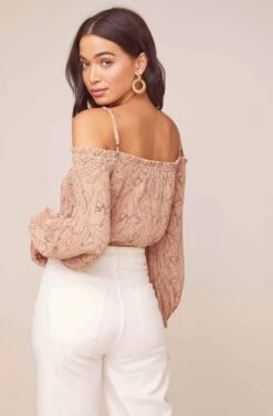 Nirvana Floral Off Shoulder Bodysuit -Astr The Label Shop ACT15935 APRICOT BLK SKETCH FLORAL 4