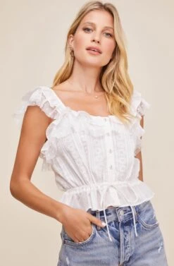 Kaya Ruffle Top -Astr The Label Shop ACT15971 WHITE 2
