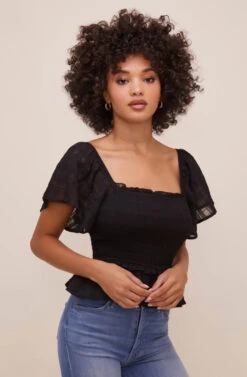 January Flutter Sleeve Top -Astr The Label Shop ACT16012B BLACK 2