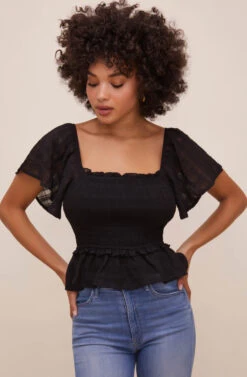 January Flutter Sleeve Top -Astr The Label Shop ACT16012B BLACK 3