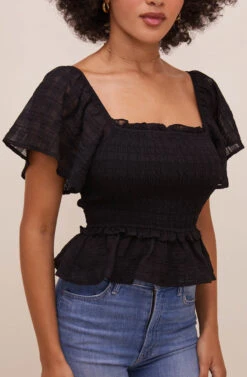 January Flutter Sleeve Top -Astr The Label Shop ACT16012B BLACK 4