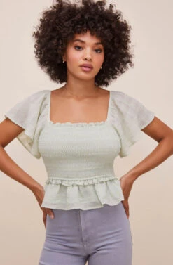 January Flutter Sleeve Top -Astr The Label Shop ACT16012B MINT 2 b175de97 2902 4b43 914f bfd96ffa8729