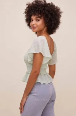 January Flutter Sleeve Top -Astr The Label Shop ACT16012B MINT 7