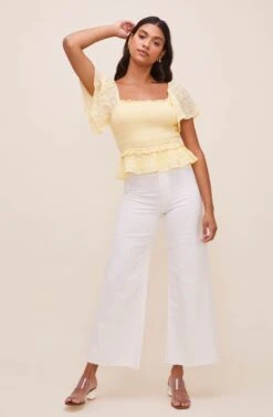 January Flutter Sleeve Top -Astr The Label Shop ACT16012B PASTELYELLOW 1