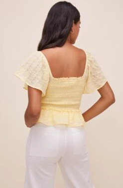 January Flutter Sleeve Top -Astr The Label Shop ACT16012B PASTELYELLOW 6