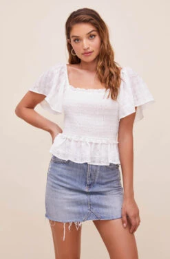 January Flutter Sleeve Top -Astr The Label Shop ACT16012B WHITE 3 7d8572c6 b3e1 4152 83e7 2f53435259c2