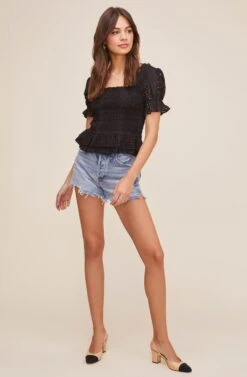 Retreat Eyelet Top -Astr The Label Shop ACT16021 BLACK 1