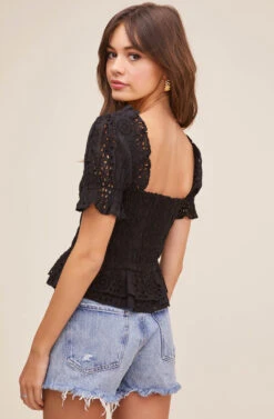 Retreat Eyelet Top -Astr The Label Shop ACT16021 BLACK 4