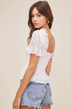 Retreat Eyelet Top -Astr The Label Shop ACT16021 WHITE 4