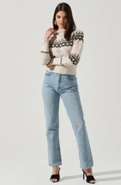 Maria Sweater -Astr The Label Shop ACT16107 IVORY BLACKMULTI 1