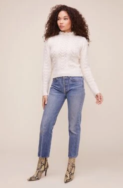 Sally Mock Neck Sweater 32 Sally Mock Neck Sweater -Astr The Label Shop ACT16116 CREAM 1