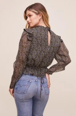Alcott Floral Top -Astr The Label Shop ACT16117YC BLACK YELLOW MULTI FLORAL 4