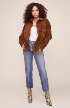 Etta Fringe Jacket 13 Etta Fringe Jacket -Astr The Label Shop ACT16123 BROWN 1
