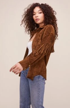 Etta Fringe Jacket 12 Etta Fringe Jacket -Astr The Label Shop ACT16123 BROWN 3