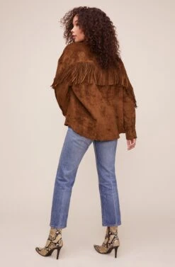 Etta Fringe Jacket 14 Etta Fringe Jacket -Astr The Label Shop ACT16123 BROWN 5
