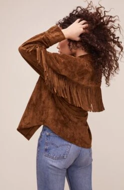 Etta Fringe Jacket 16 Etta Fringe Jacket -Astr The Label Shop ACT16123 BROWN 7