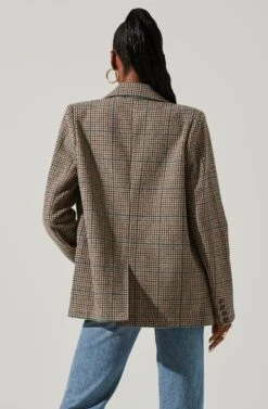 Harlow Plaid Blazer 11 Harlow Plaid Blazer -Astr The Label Shop ACT16133W BROWN GREENPLAID 4