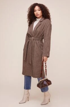 Roxanne Houndstooth Coat -Astr The Label Shop ACT16166 MOCHA MULTI 2