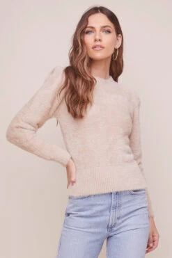Caroline Fuzzy Knit Sweater -Astr The Label Shop ACT16247B SAND 1