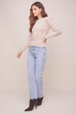 Caroline Fuzzy Knit Sweater -Astr The Label Shop ACT16247B SAND 2