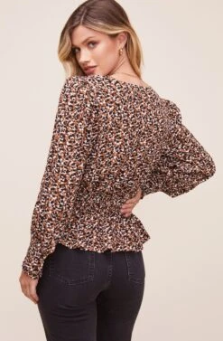 Rebecca Animal Print Top -Astr The Label Shop ACT16266R004 BROWN MULTI ANIMAL 4