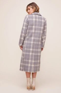 Raquel Plaid Coat -Astr The Label Shop ACT16283 BLUE GRAY MULTI PLAID 3