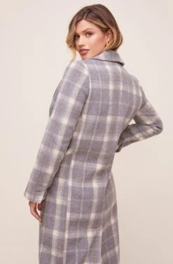 Raquel Plaid Coat -Astr The Label Shop ACT16283 BLUE GRAY MULTI PLAID 4